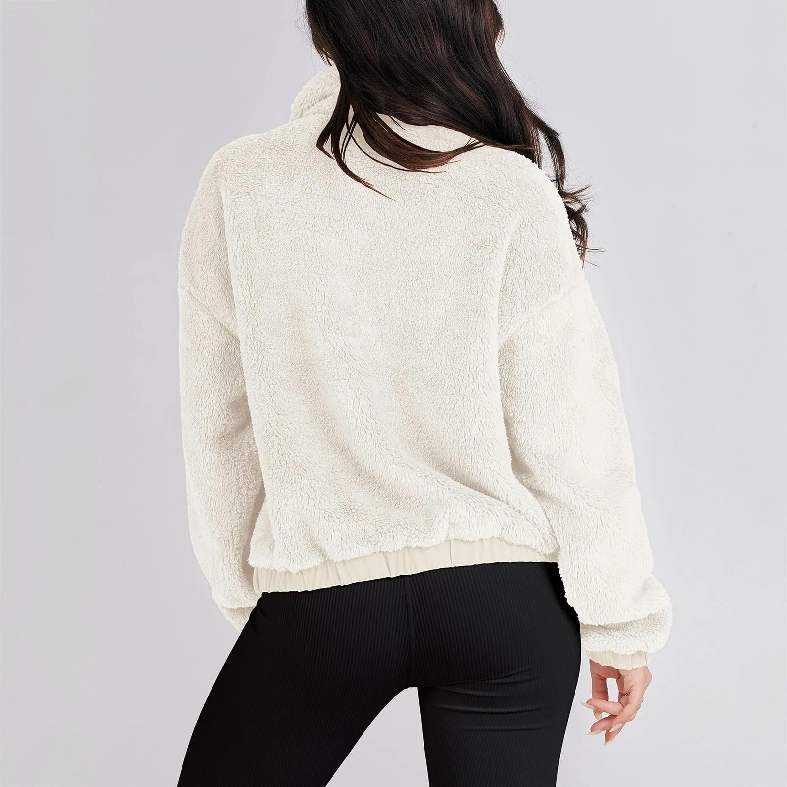 Oversized cozy zip jacket with stand-up collar