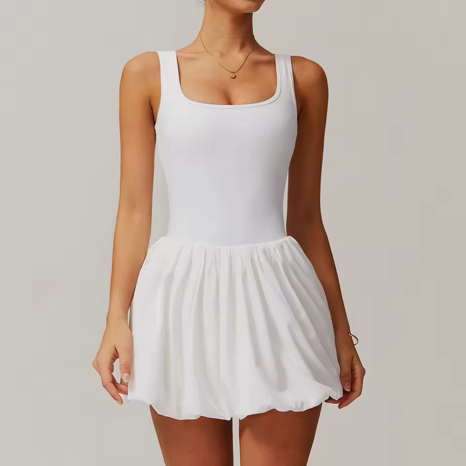 Sleeveless dress with balloon skirt