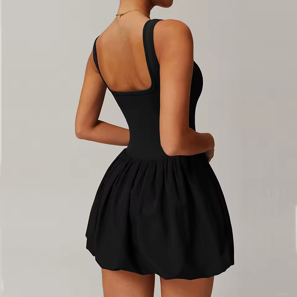 Sleeveless dress with balloon skirt