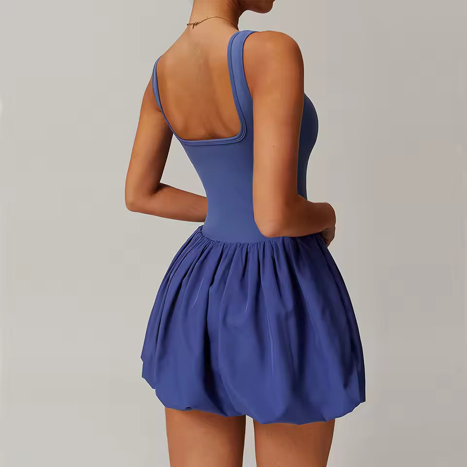 Sleeveless dress with balloon skirt