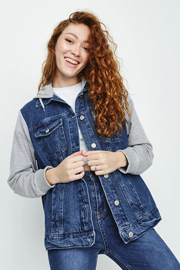 Hoodie jacket with contrast sleeves