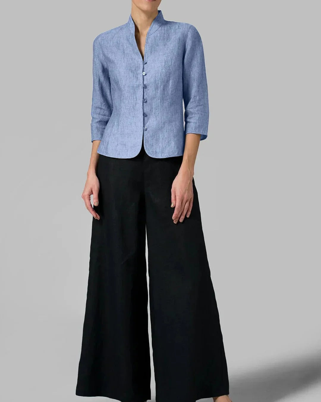 Tailored blazer with stand-up collar and 3/4 sleeves