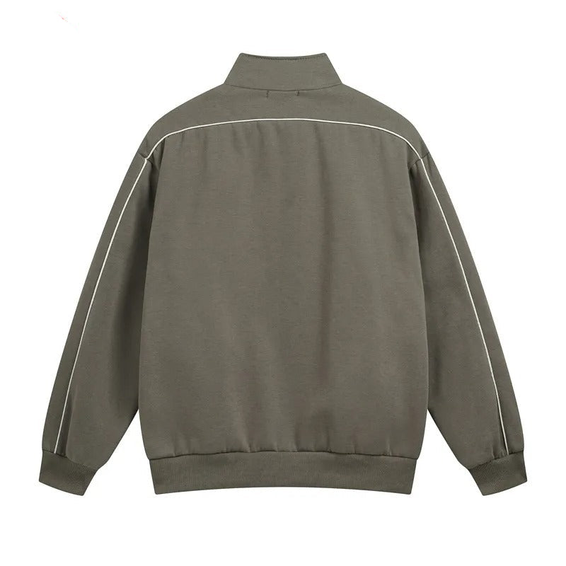 Jacket with high collar, zipper and side pockets