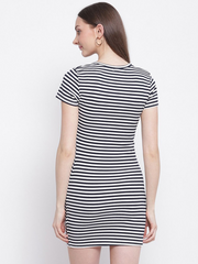 Black/white striped mini t-shirt dress