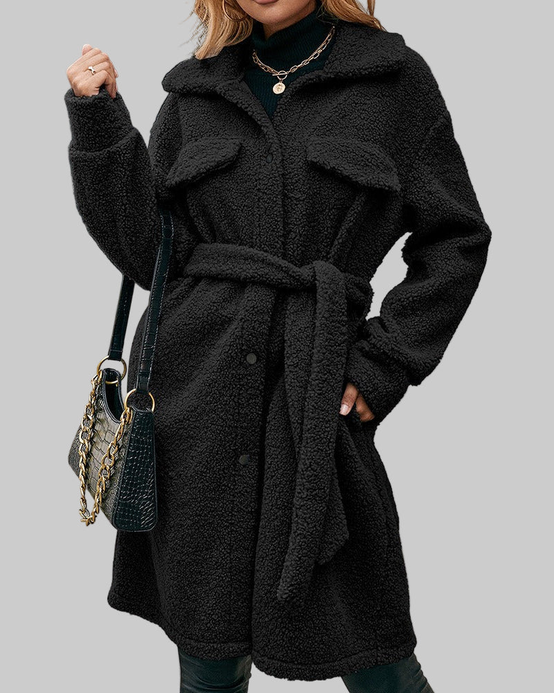 Oversize long coat with chest pockets
