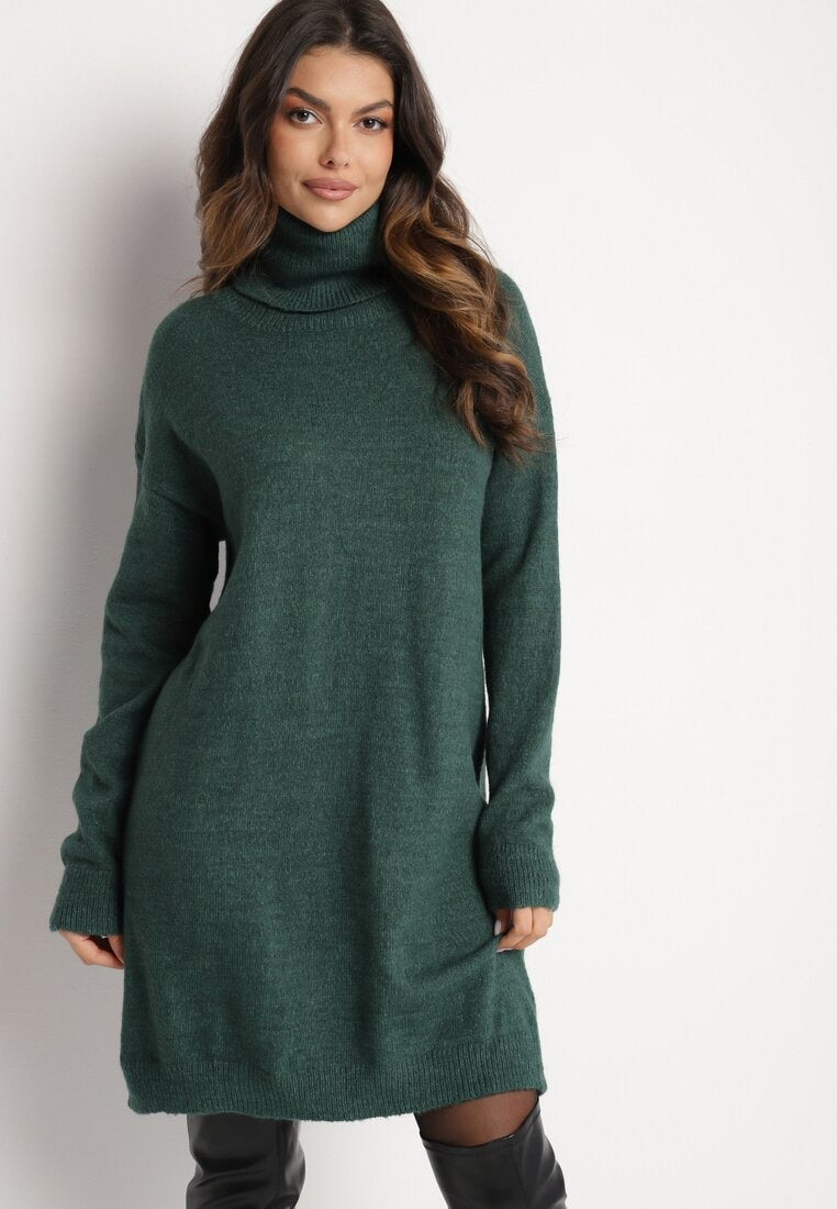High neck knitted sweater dress