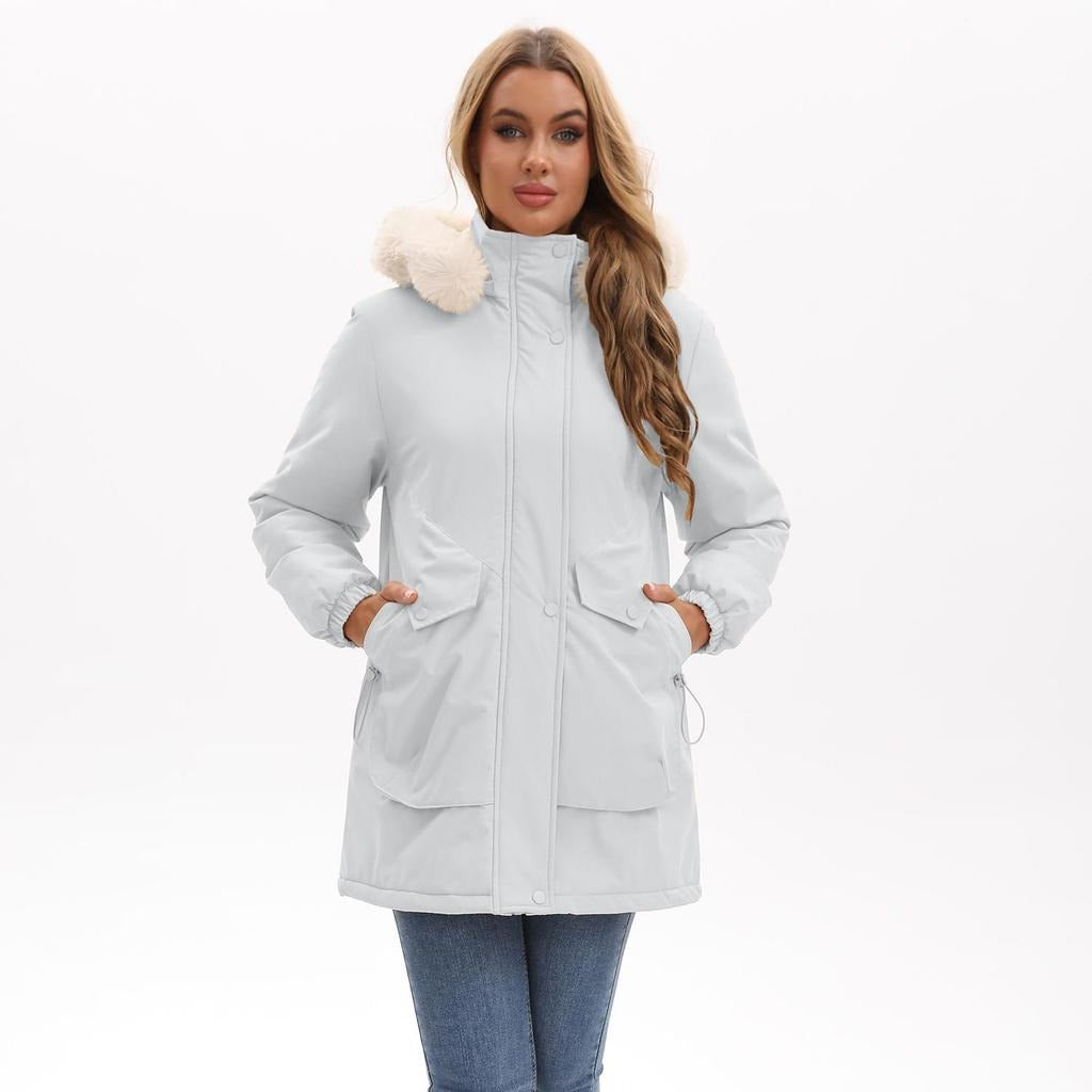Parkas with hood and soft hood edge - practical pockets