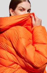 Orange sculpted puffer jacket – oversized hood