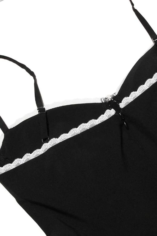 Corset midi dress with lace and thin straps