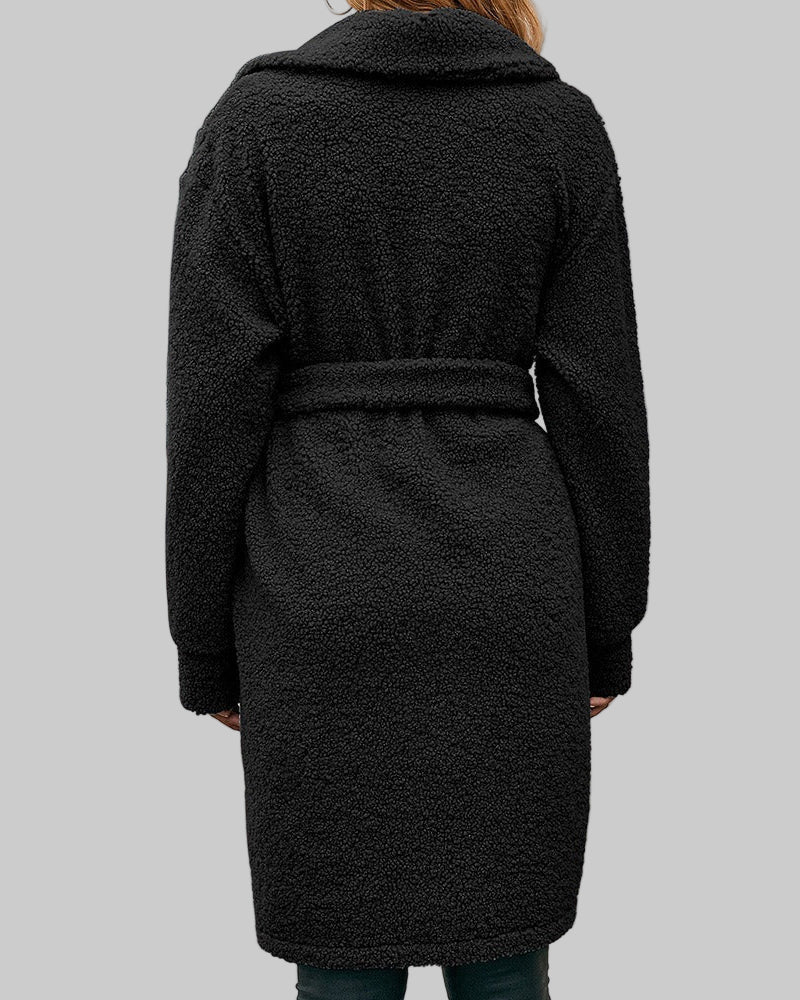 Oversize long coat with chest pockets