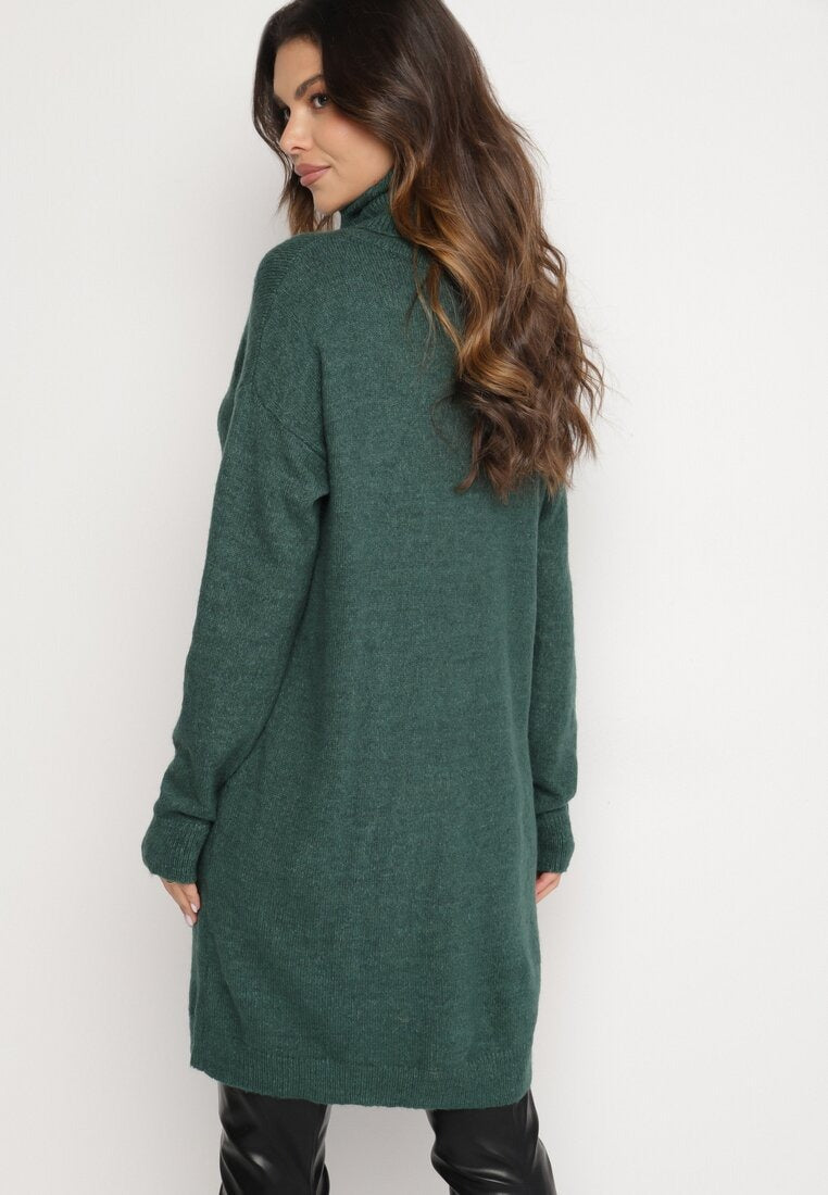 High neck knitted sweater dress