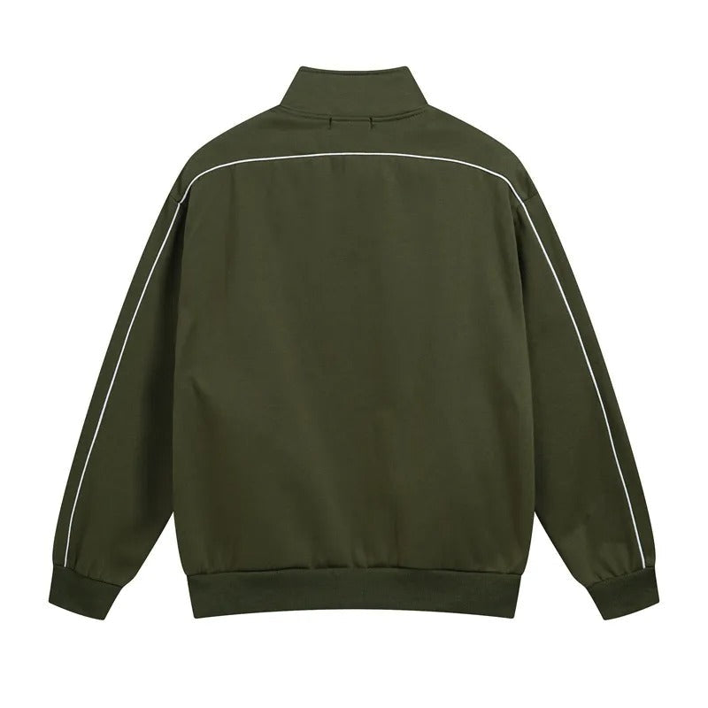 Jacket with high collar, zipper and side pockets