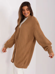 Brown oversized cardigan with buttons at the front