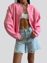 Oversized zip jacket with heart detail