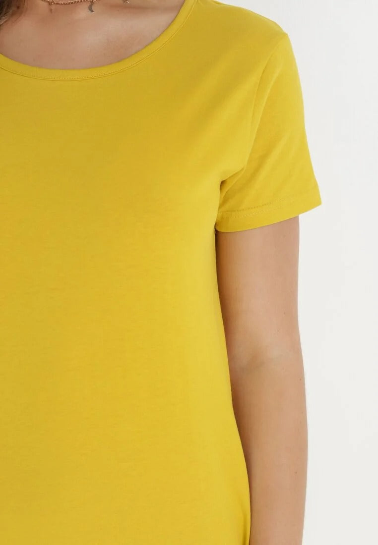 Yellow T-shirt dress with pockets