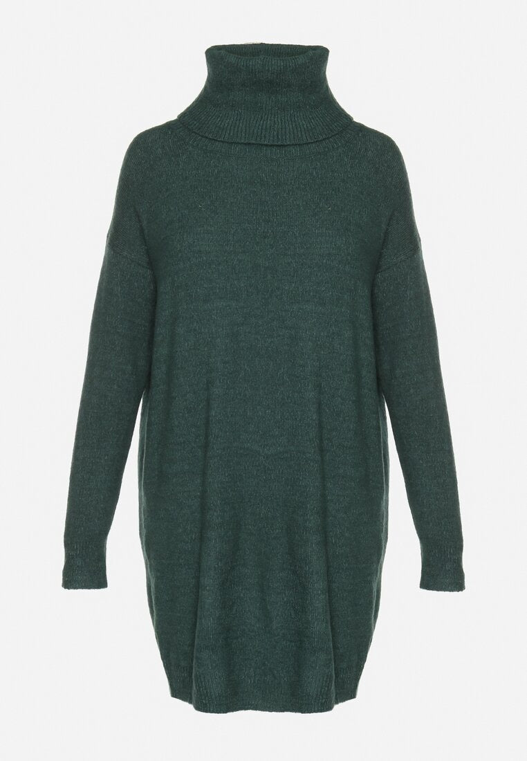 High neck knitted sweater dress