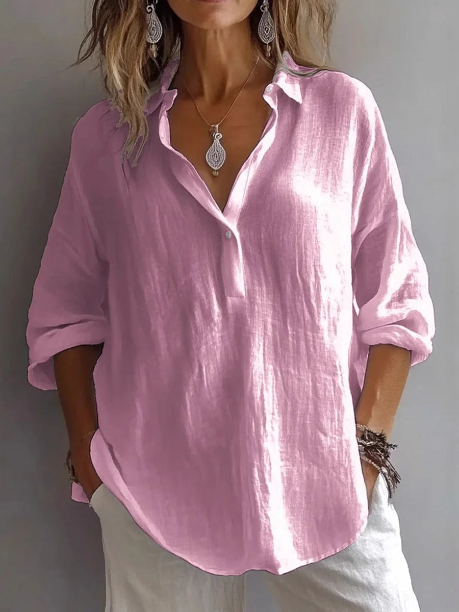 Long shirt with a relaxed fit and rolled up sleeves