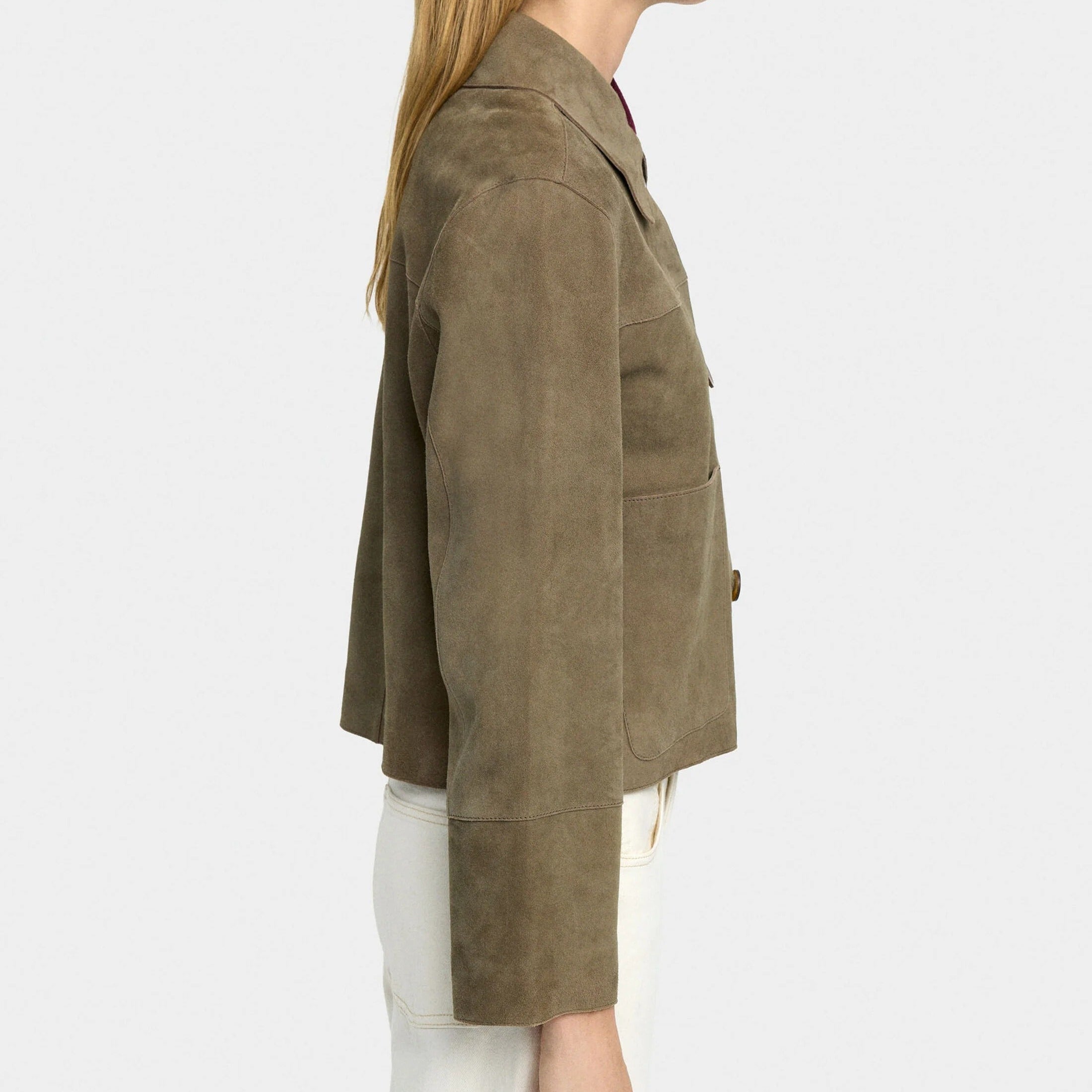 Short boxy jacket with patch pockets