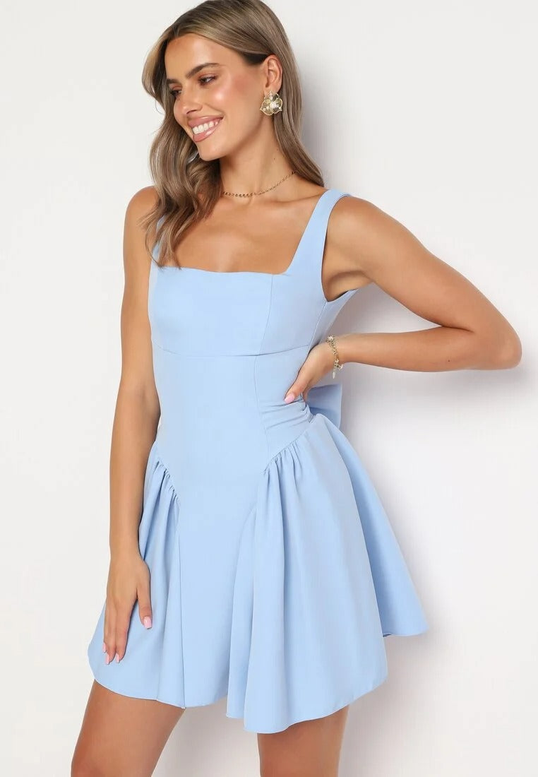 Sleeveless square neck mini dress
