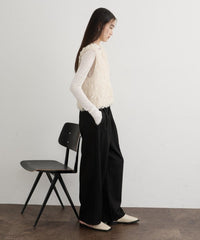 Cream textured v-neck cropped vest