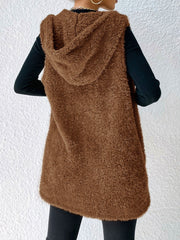 BROWN HOODIE-TEDDY VEST