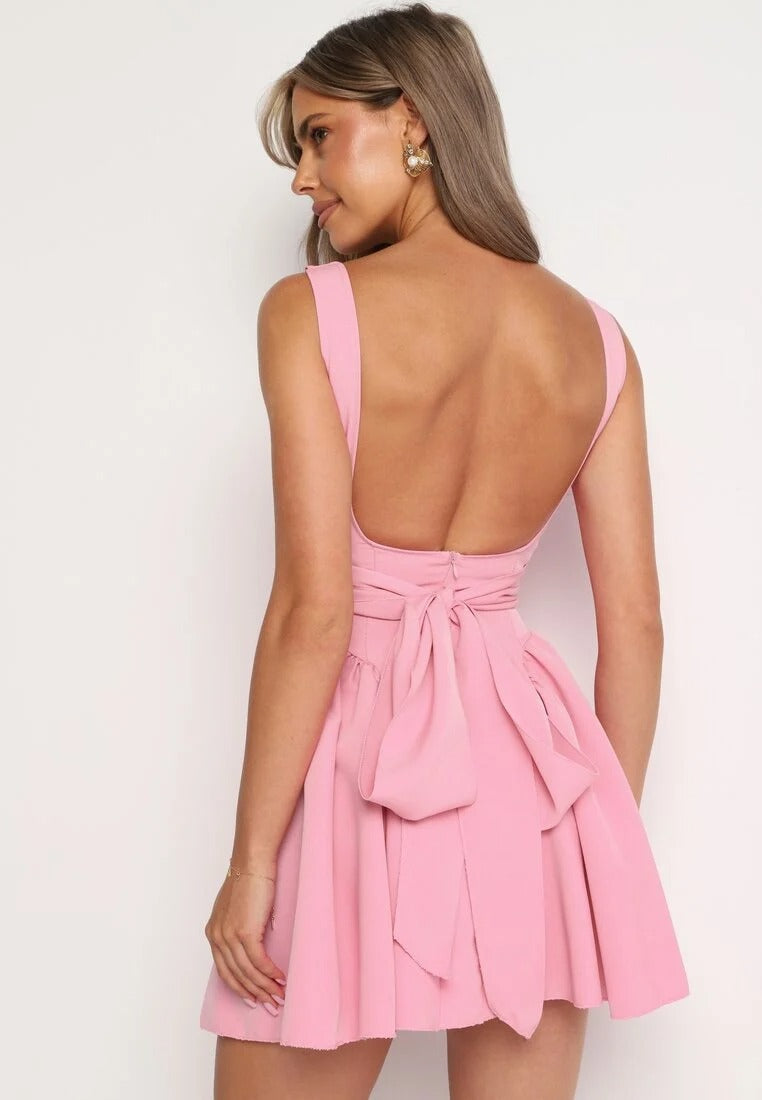 Sleeveless square neck mini dress