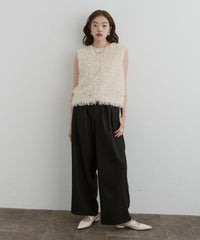 Cream textured v-neck cropped vest