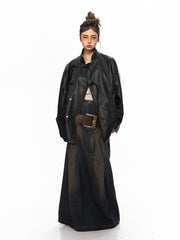 Oversized wrap jacket with stand-up collar