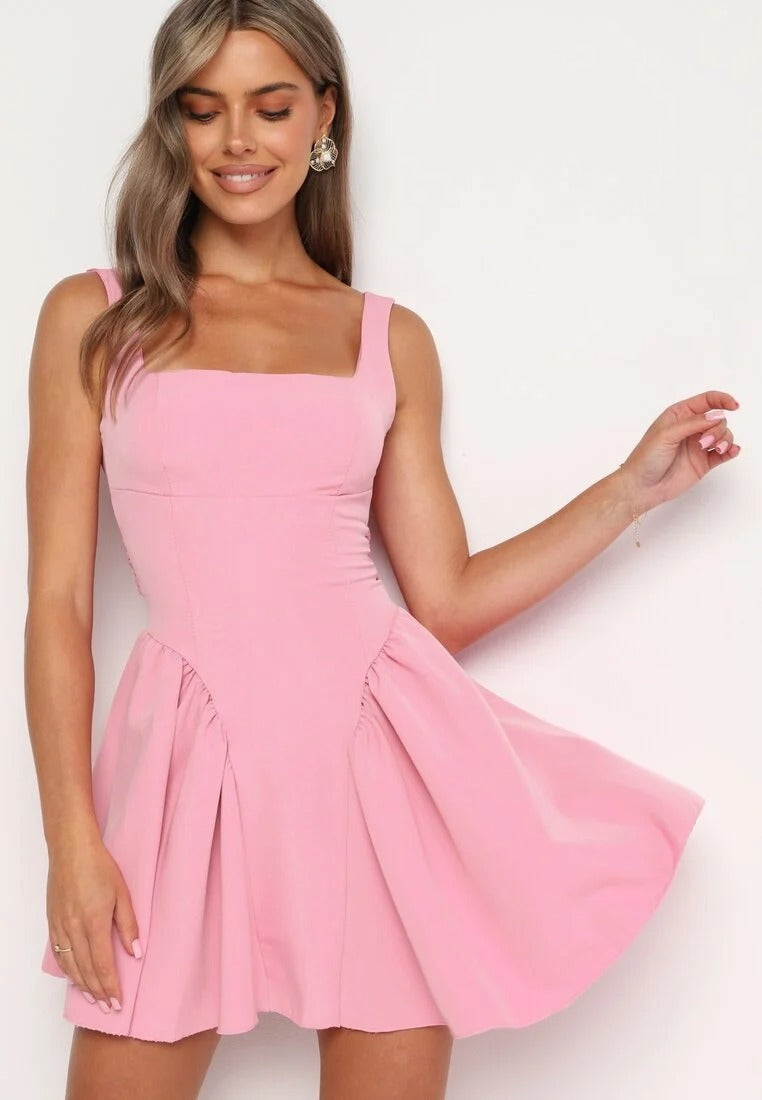 Sleeveless square neck mini dress