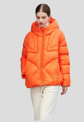 Orange sculpted puffer jacket – oversized hood