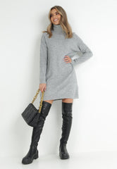 High neck knitted sweater dress