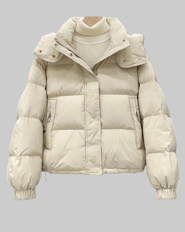 High-collar short puffer jacket