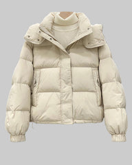 High-collar short puffer jacket