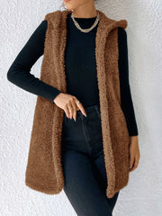 BROWN HOODIE-TEDDY VEST