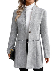 Gray fitted coat with zip pockets