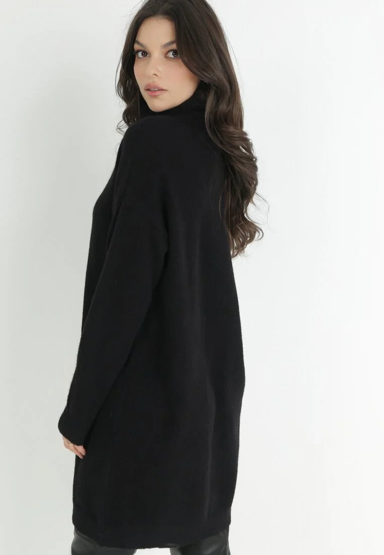 High neck knitted sweater dress