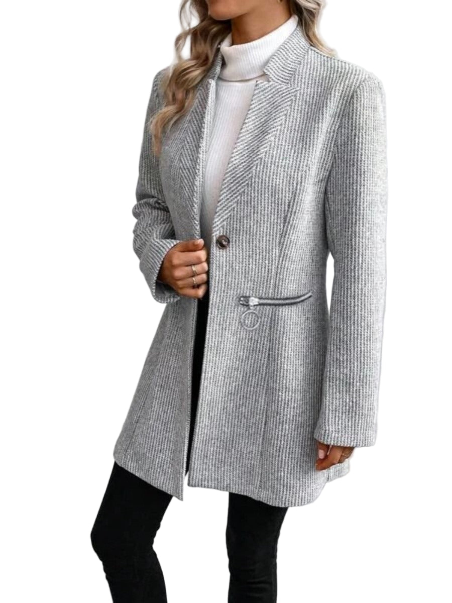 Gray fitted coat with zip pockets