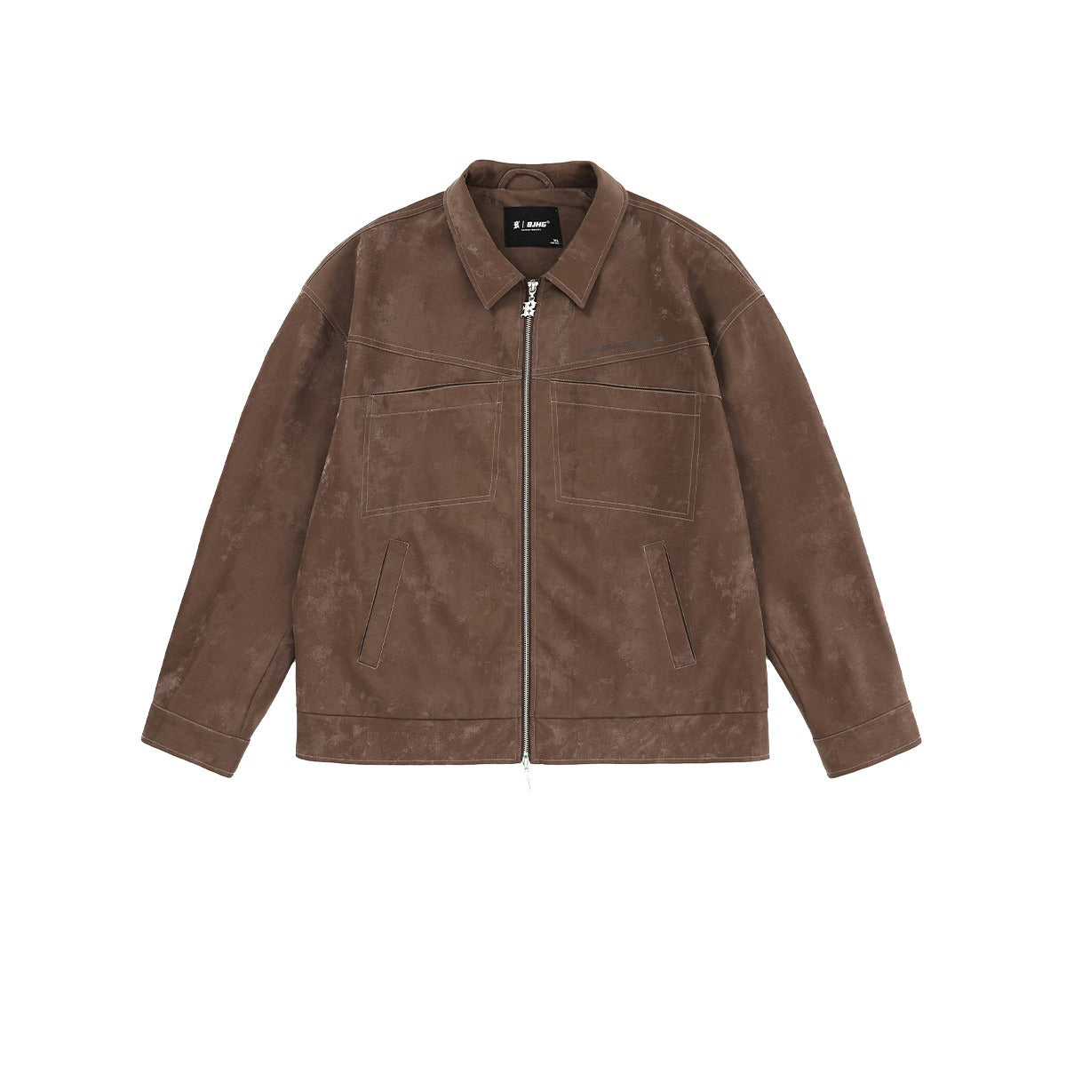 Hooded textured zip shirt jacket