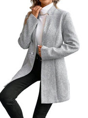 Gray fitted coat with zip pockets
