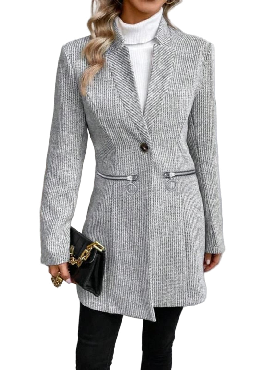 Gray fitted coat with zip pockets
