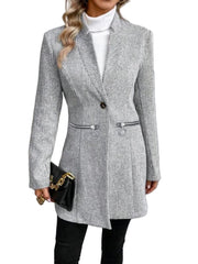 Gray fitted coat with zip pockets