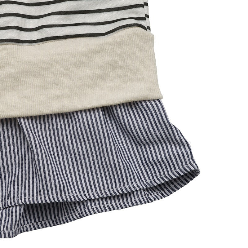 Black and white striped sweatshirt with beige details