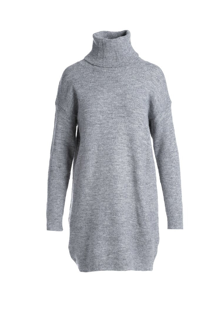 High neck knitted sweater dress