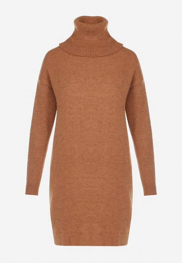 High neck knitted sweater dress