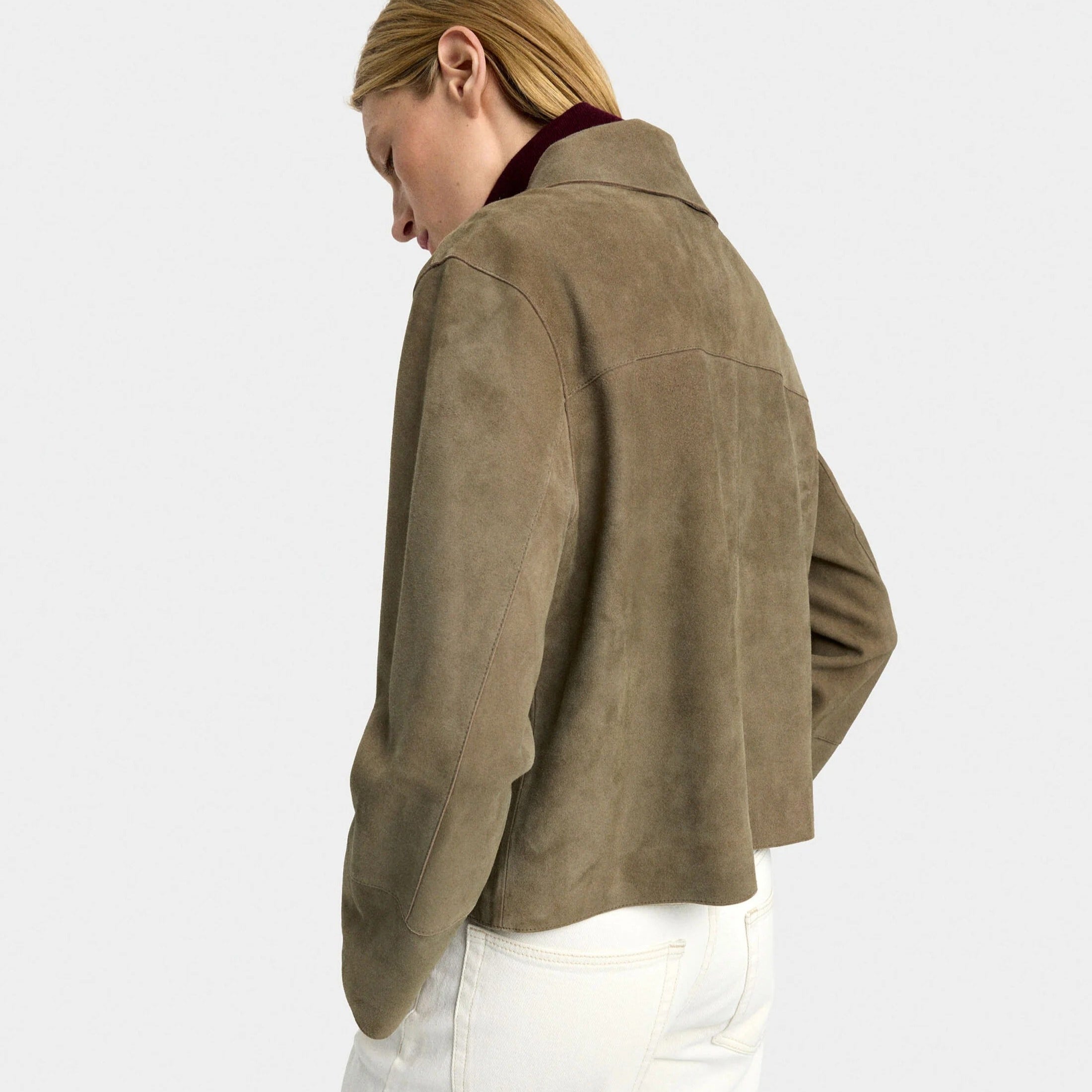 Short boxy jacket with patch pockets