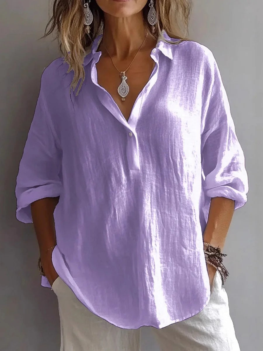 Long shirt with a relaxed fit and rolled up sleeves