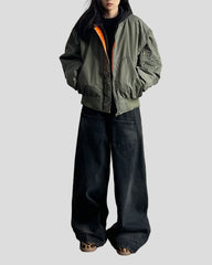 Oversized bomber jacket with contrast lining