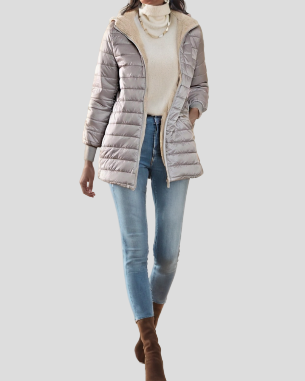 Quilted jacket with hood – soft lining, medium length