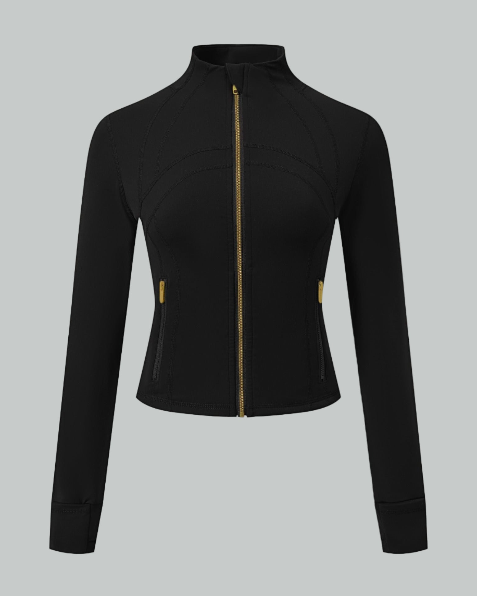 Fitted zip jacket with high collar