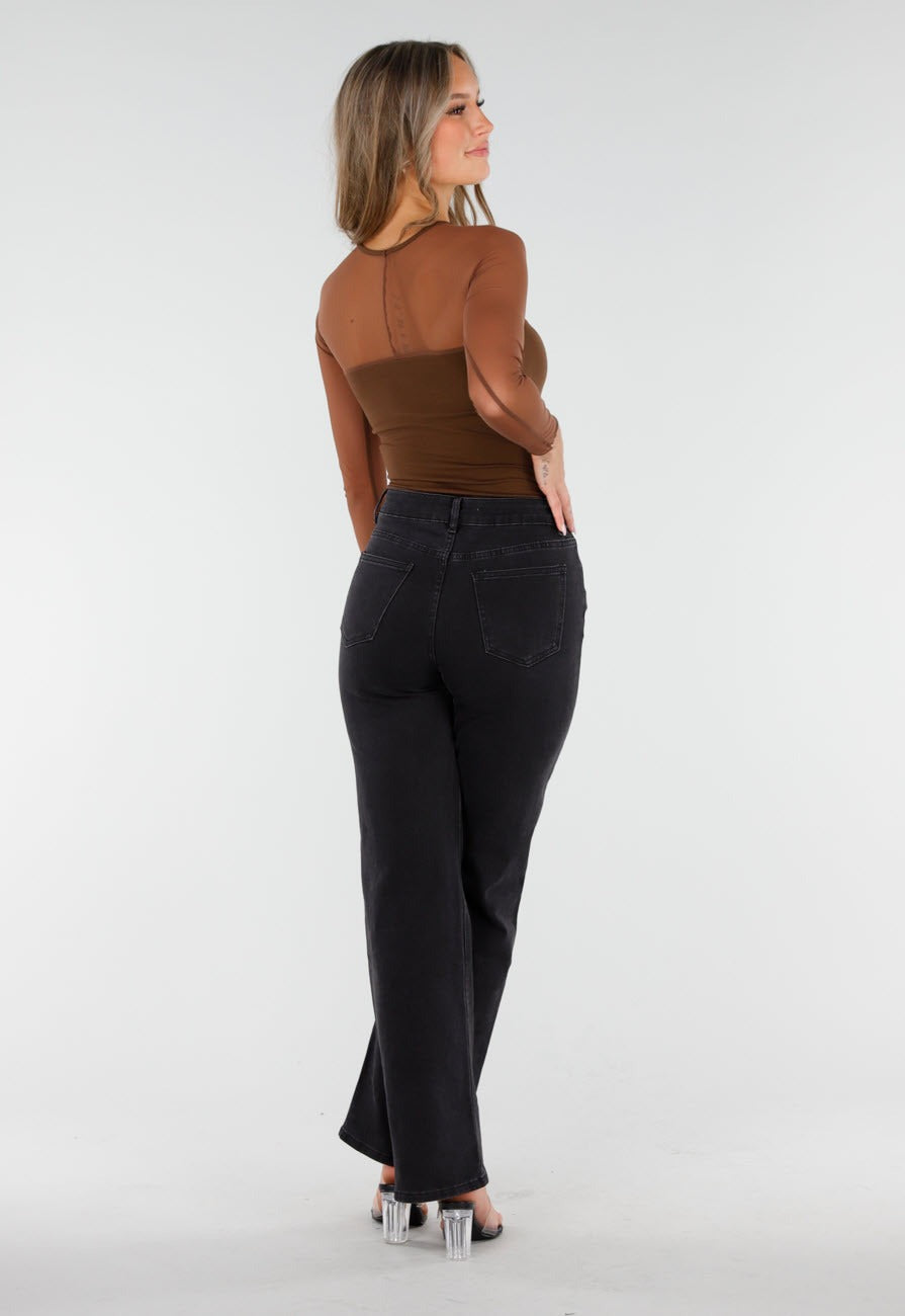 Long-sleeved top with transparent top